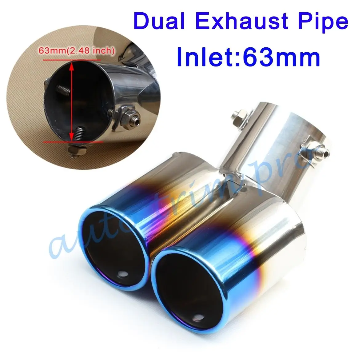 Universal 2.48" 63mm Caliber Rear Exhaust Muffler Tail Tip End Pipe