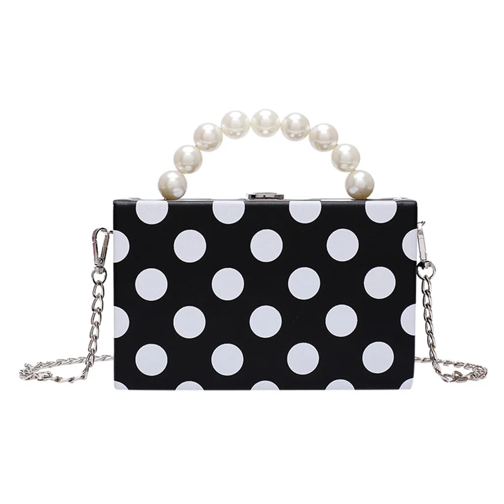 Female Pearl Wave Point Small Square Bag Female Crossbody Bags For Women High Quality Chain Shoulder Bag tasjes dames