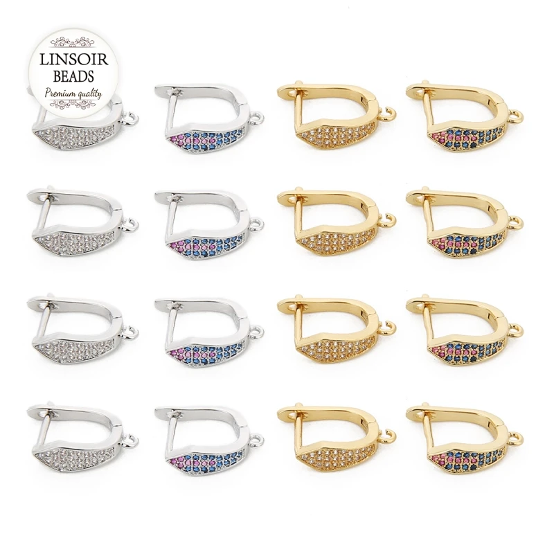 

High Quality Copper U Shape Earring Hooks Jewelry Findings Zircon Beads Setting 2Pcs Per Lot For Diy Ear Making