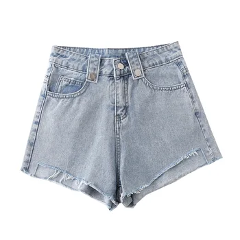 

New Summer Womens Slim High Waist Denim Shorts Leisure Loose Wide Leg Jeans Femme Trendy Straight Summer Mini Shorts D270