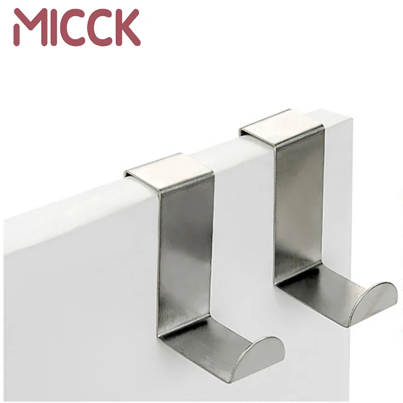 MICCK 2Pcs Set Multipurpose Stainless Steel Hooks Kitchen Cabinet Clothes Home Storage Hanger Bathroom Towel door