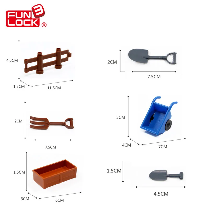 

6pcs/set Funlock Duplo Fun Farm Tools Block Toys For Kids