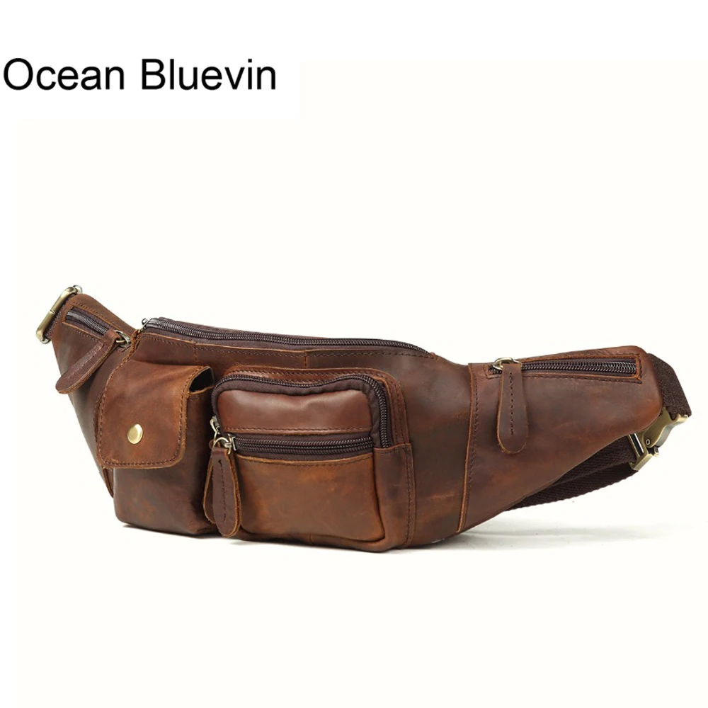 Сумка мессенджер OCEAN BLUEVIN из натуральной кожи винтажная для мужчин поясная
