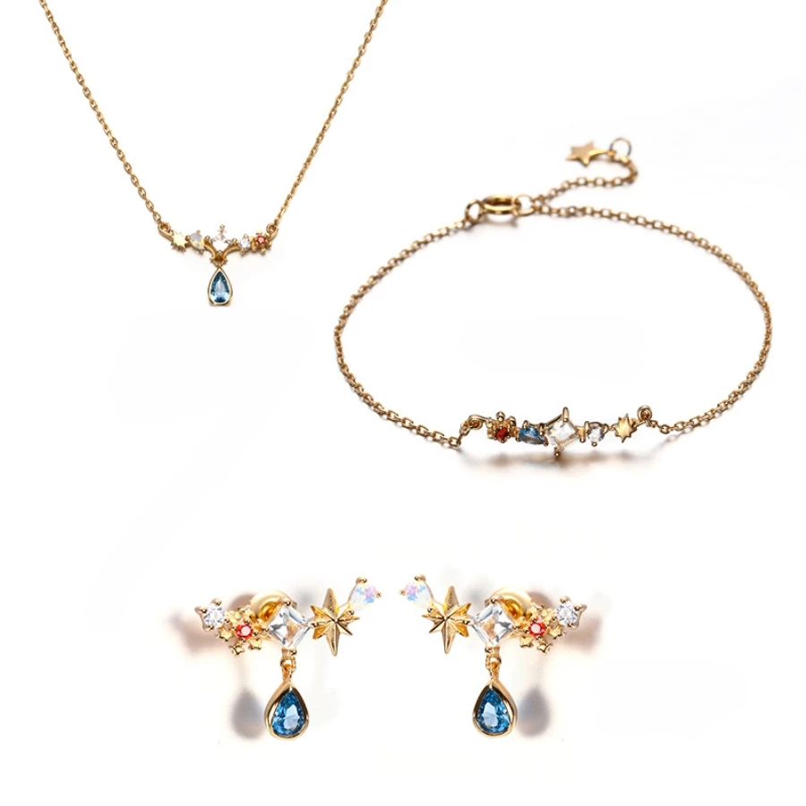 

Latest Personalized 14K Gold Chain Necklace Pendant Crystal Beaded Charm Choker Zirconia Collier Chokers Set for Women Jewelry
