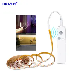 Foxanon LED полосы света движения PIR сенсор свет лестницы гардероб шкаф кровать лампы клейкие ленты для спальня кухонные шкафы