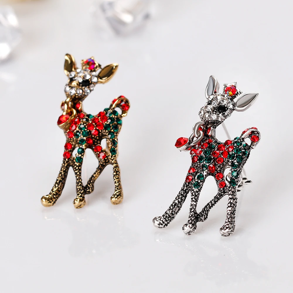 

Marry Christmas winter Santa Claus reindeer Gold silver Brooches For women Children Family decoration Christmas Gifts