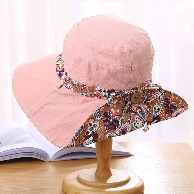 pink Повседневные хлопковые однотонные народные уникальные кепки с принтом для женщин на солнце летние солнечные шляпы для взрослых повседневные красные женские летняя шляпа от солнца пляж - Цвет: pink