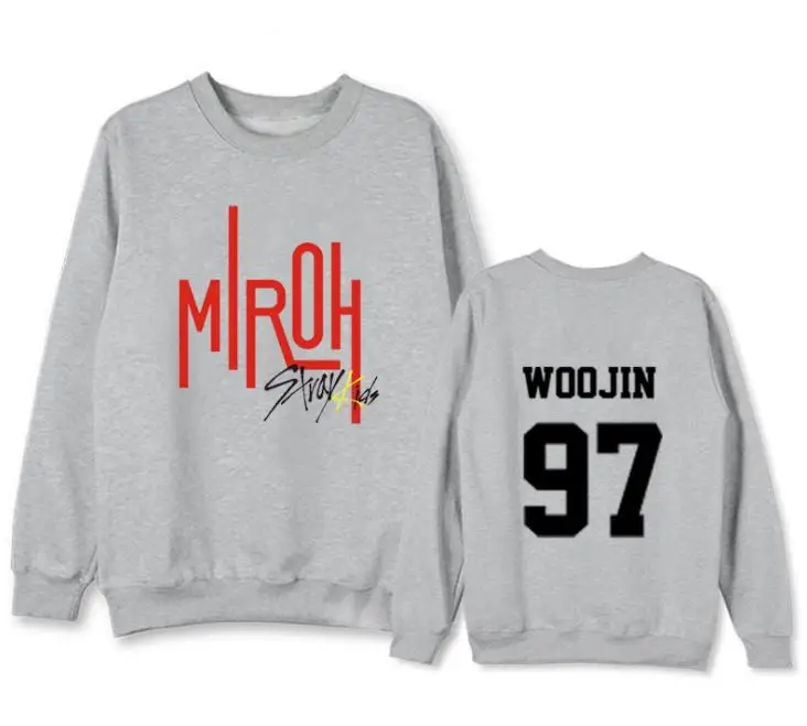 27 Kpop straykids альбом miroh имя члена печать Круглая горловина флисовые толстовки с капюшоном унисекс модный пуловер свободные k-поп Толстовка - Цвет: 27