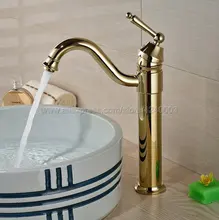 Basin Faucets Gold Plated Deck Mounted Bathroom Faucets Brass Bathroom Taps Mixer Single Handle Faucet Kgf055 deck mounted short basin faucets orb finished basin hot and cold mixer faucets bathroom single handle sink taps faucet mixer