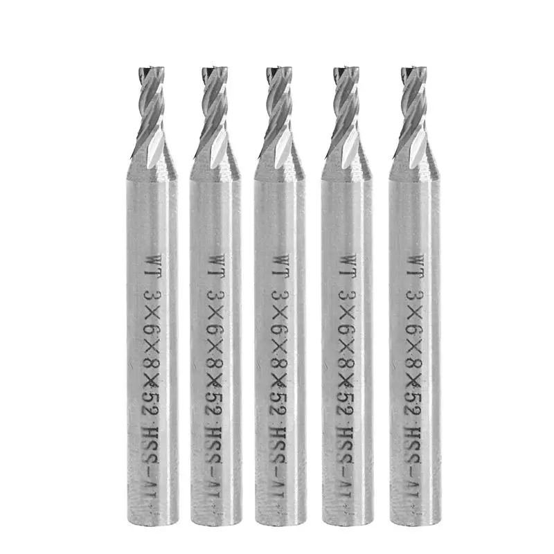 

5pcs 3mm HSS Straight Shank 4 Flute End Mill Cutter CNC Drill Bit Tool