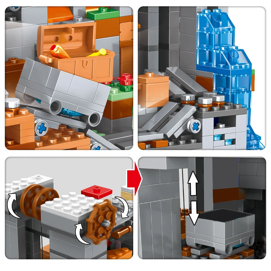 Blocos de Construção Brinquedos para Crianças Montanha Caverna Modelo Cachoeira Tijolos Conjuntos Presentes 1351 Pçs 5 Cheap Blocos