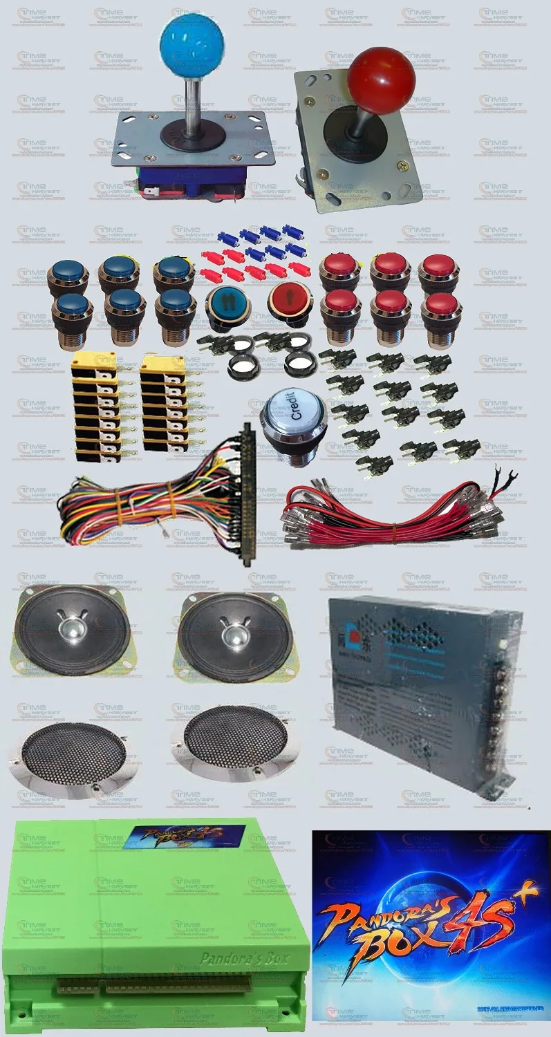 

Arcade parts Bundles kit With New version Pandora's Box 4S plus Long shaft Joystick Chrome illuminated LED button Jamma Harness