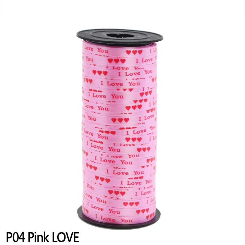 P04 Pink LOVE 100 ярд 5 мм Лазерная Лента для воздушных шаров с надписью «I Love You Happy Birthday», лента для печати в рулонах на день рождения, свадьбу, вечеринку, подарок, Декор, поделки своими руками - Цвет: P04 Pink LOVE