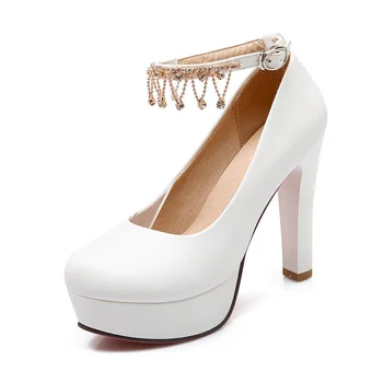 

Women fashion shoes age season high with waterproof table 32-2019 shallow mouth size 43 yards single shoes