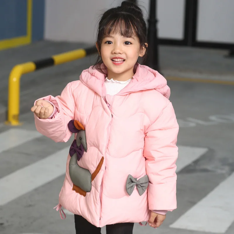 

New Fashion Character Baby Warm Jacket 2018 Winter Girls Hooded Duck Down Coat Kids Thick Outerwear Coat Toddler Girl Clothing