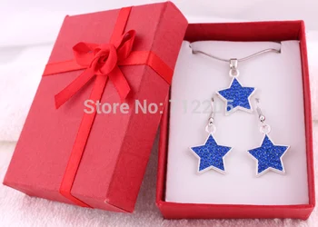 

Gift box New Arrivals 10set a lot rhodium plated crystal Sky Star Master Necklace earring Jewelry Set
