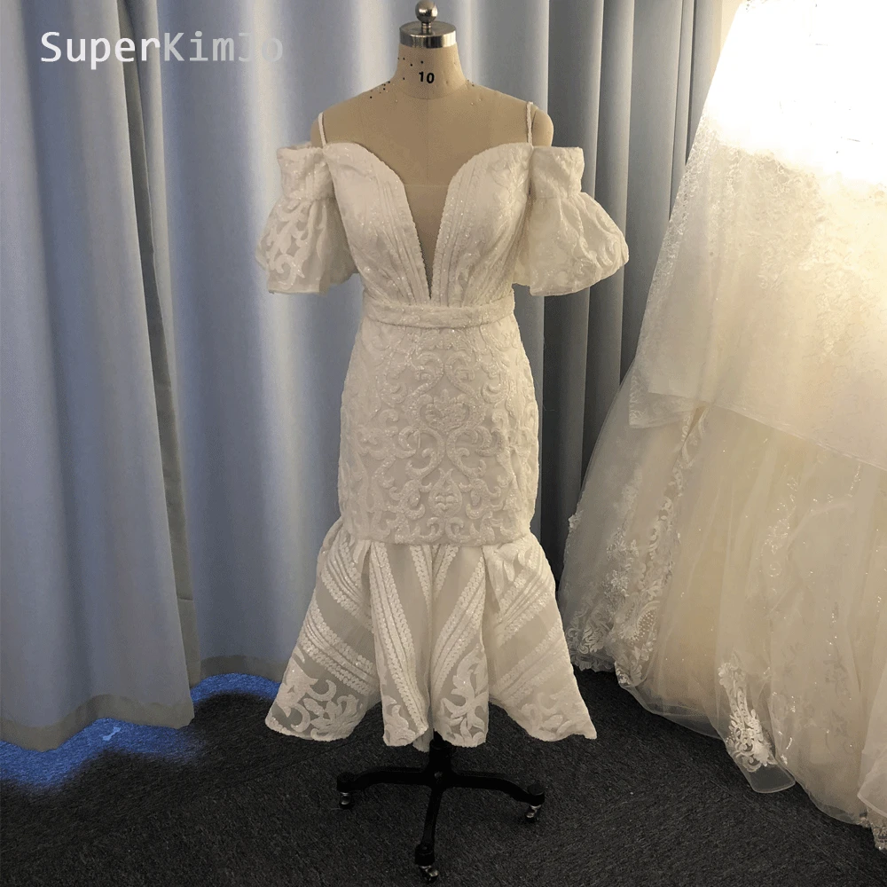 

SuperKimJo Robe De Soiree 2019 Sequin Applique Mermaid Evening Dresses Off the Shoulder Ankle Length Evening Gown Formal Dress