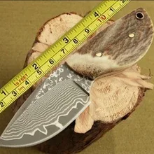 Дамаск маленький нож рога подарок инструмент, довольно милый подарок для друга карманный нож