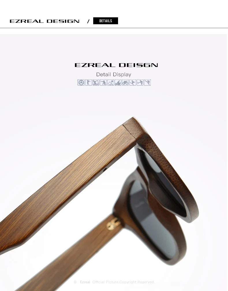 EZREAL Настоящие Деревянные солнцезащитные очки поляризационные деревянные очки UV400 бамбуковые солнцезащитные очки Брендовые деревянные солнцезащитные очки с деревянный ящик