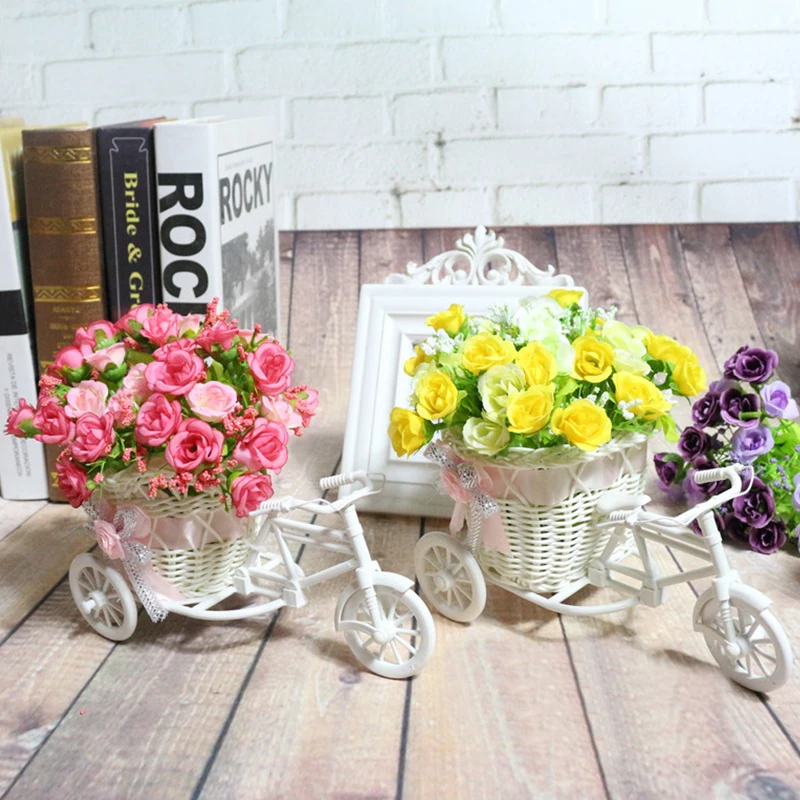 Современный ротанговый трехколесный велосипед корзина сад Свадебная вечеринка офис стол ваза для хранения украшение дома Спальня ваза цветочный декор инструмент