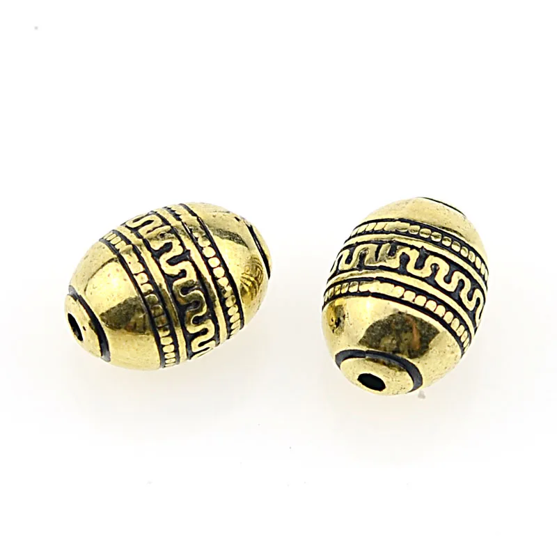 Miasol 140 Pcs/Lot 10x13 MM Retro Etched Acrylic Gild Gold Lined Barrel Antique Design Beads For DIY Jewelry Making Accessories - Цвет: Antique Gold