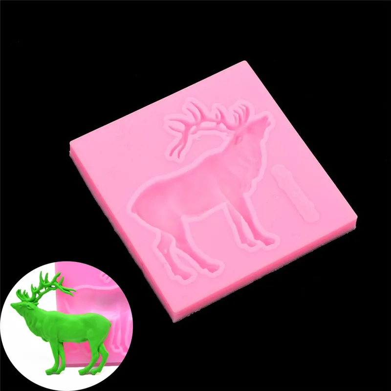 

3D Christmas Deer Elk Shape Silicone Fondant Mould Cake Decor Sugar Chocolate Animal Cake Molds Pudding Dessert Decoration