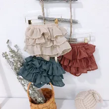Детские шорты для девочек, многослойная юбка, шорты тонкие хлопковые повседневные штаны для малышей Мини-шорты для девочек летняя одежда Пляжная одежда