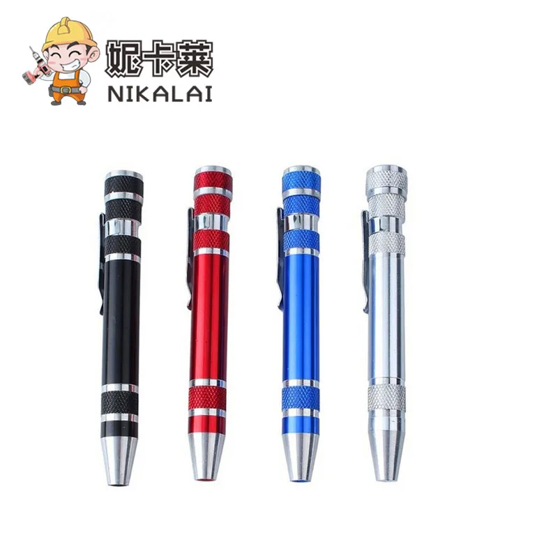 

[NEW] mini Creative 8 In 1 Pen Style Portable Aluminium Alloy Precision Screwdriver Set Coil-jig-master Screwdriver Repair