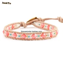 Уникальный коралловый один кожаный браслет ручной работы богемский плетеный браслет оптовик