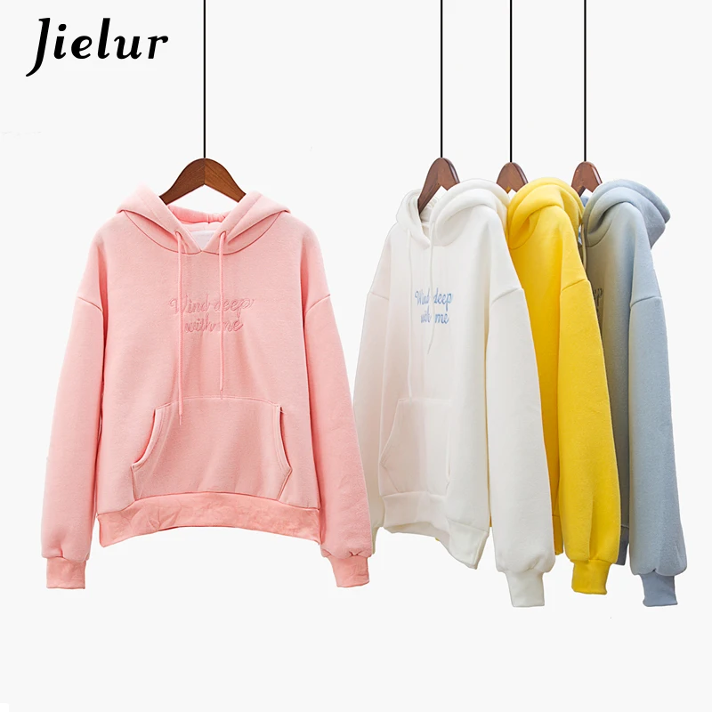 Simplee Coral velvet hoodie sweatshirt women oversized