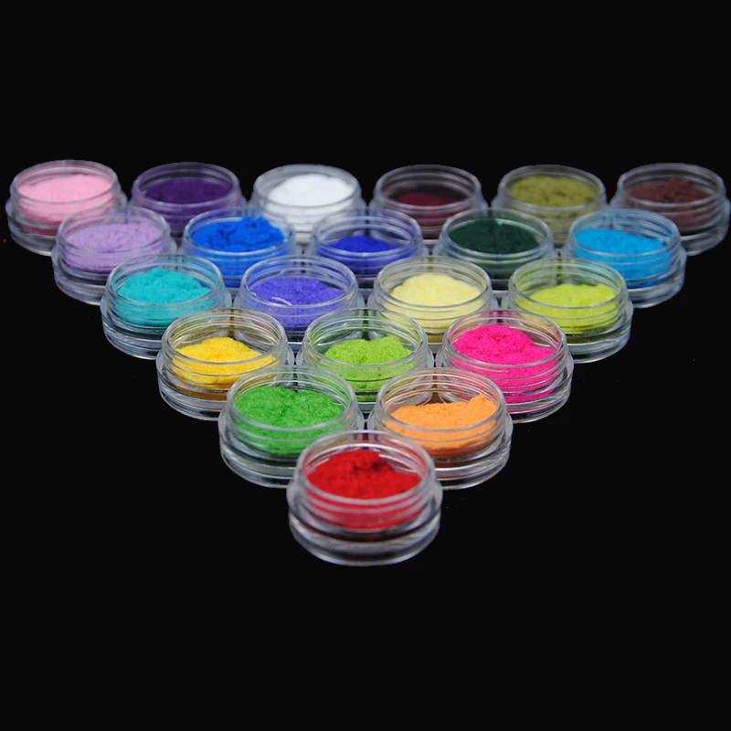 Caliente 25 colores terciopelo flocado polvo conjunto decoración esmalte uñas arte punta diseño barato esmalte uñas pigmento polvo