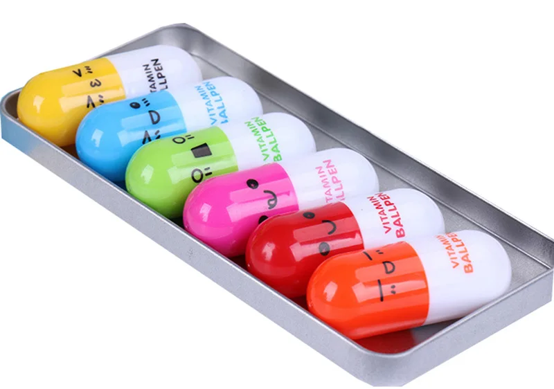

50PCS Capsule Pills Ballpoint Pens Telescopic Retractable Boligrafos Writing Supplies For Nurse Doctor MINI Cute Kawai Canetinha