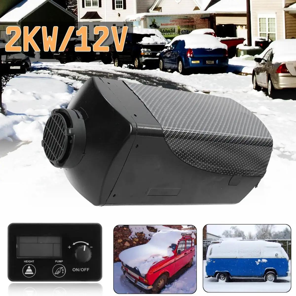 

2KW 12V LCD Air Diesels Heater Parking Heater LCD Knob Switch + Silencer +Remote Control for RV, Motorhome Trailer, Truck Car H