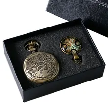 

Copper Dr. Who Theme Antique Pocket Watch With Doctor Who Dome Printing Quartz Watches Retro Necklace Clock Set in Gift Box Men