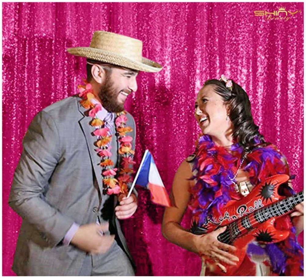 

5FT*6FT Sequin Curtain Factory Directly Selling Sparkly Fuchsia Sequin Backdrop For Birthday Display Party/Wedding -0925k