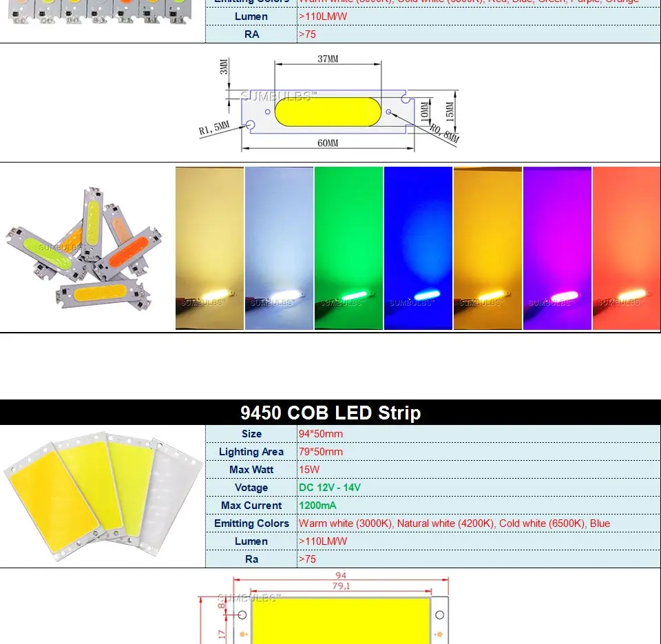 12v Светодиодный свет 2w 5w 10w 20w 50w 200w COB LED Светодиодная лампа красный синий белый цвет Светодиодная лампа светодиоды для DIY дома Лампы