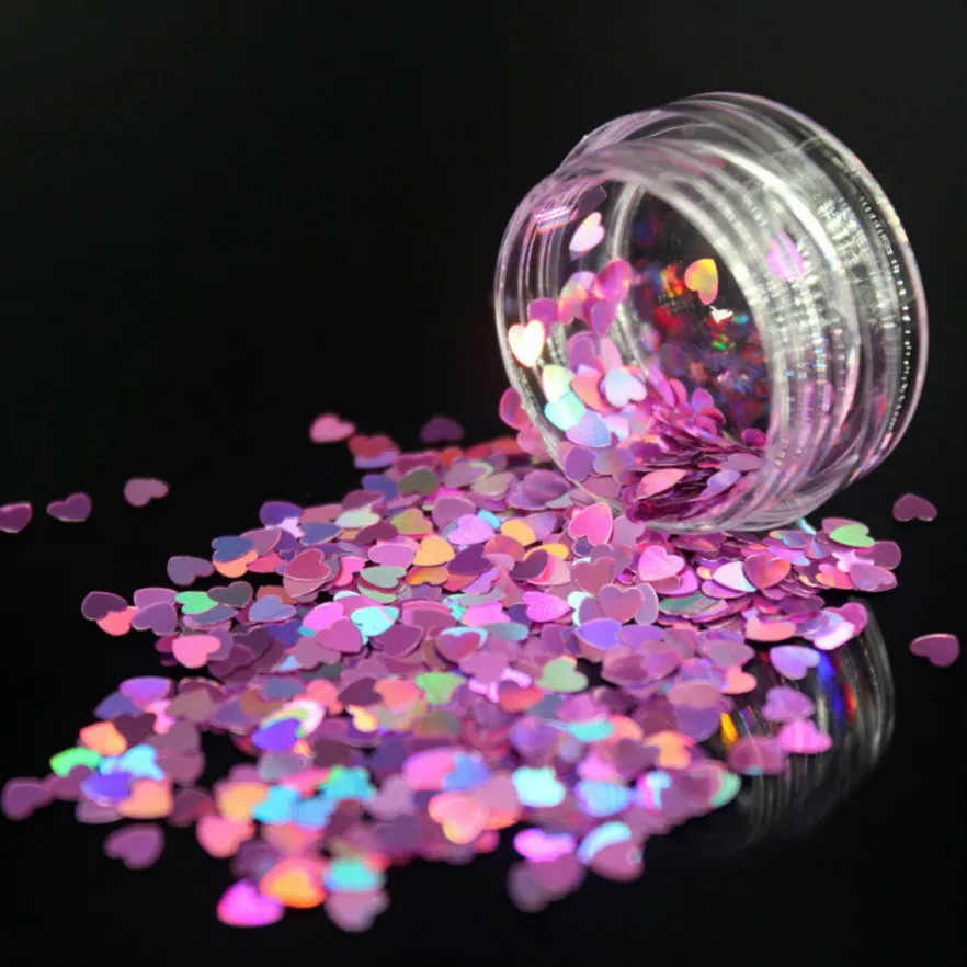 

1Box Deep Pink Color Sequins Acrylic Powder Crystal Nail Polymer Nail Art Tips Builder False Tips Tools Heart Shape