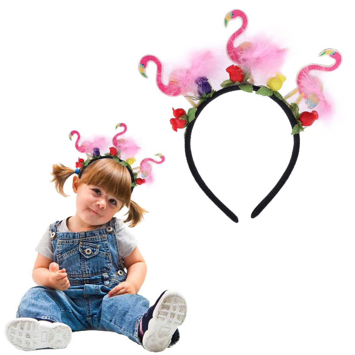

Three Flamingos Hair Hoop Decorative Animal Pattern Headband Party Supplies Photo Props For Adult Kid Costume Ball Hawaii Party