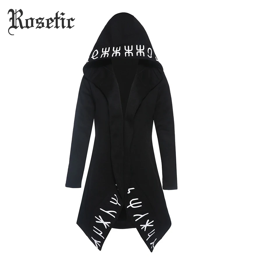 Online Rosetic sudaderas góticas Punk Casual Cool Chic negro de talla grande para mujer sudaderas sueltas de algodón con capucha con estampado liso para mujer