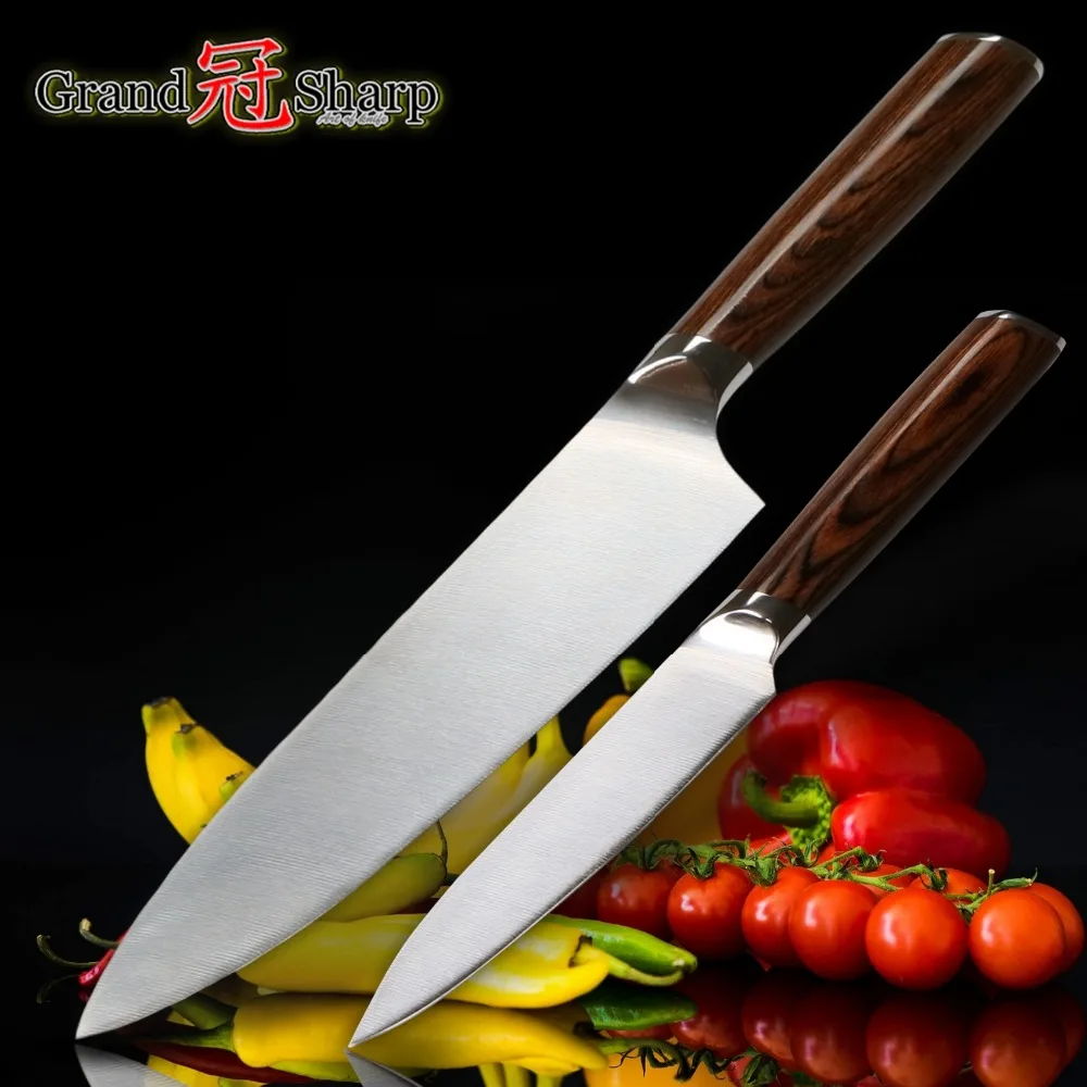 Grandsharp Brand Kitchen Knife Set 2-piece Chef Utility Kitchen Knives Sets Top Grade Stainless Steel Kitchen Tools Wedding Gift