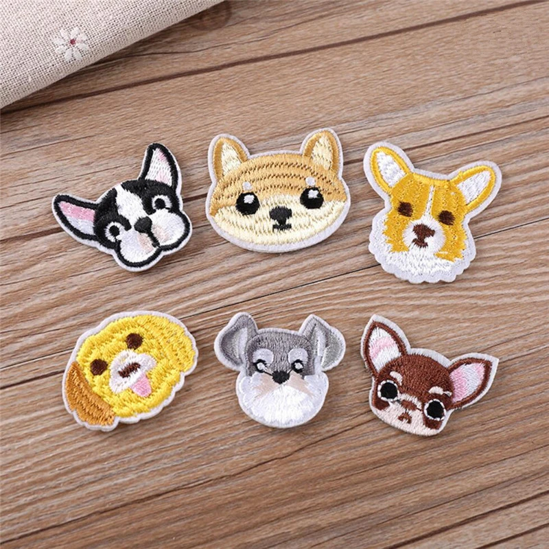 

10PCS Cute Dog Patch Clothing Embroidery Iron On Applique Animal For Kids Bags Dress Clothes Cheap Patches for DIY