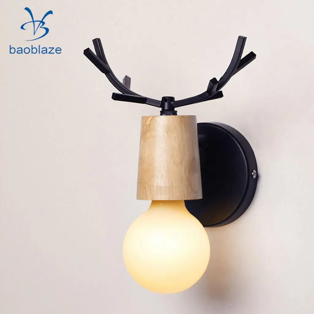  Nordic Style Wood Antler Chandelier / Wall Iron Pendant Lamp Sconce Dining Living Room Aisle Hotel