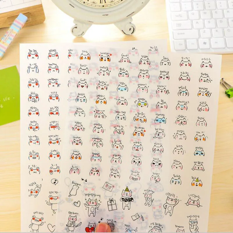 

AD07 4 Sheets /Pack Kawaii Cute Mini Emoji Sticker Phone Diary Album Computer DIY Craft Decorative Stick Label School Stationery