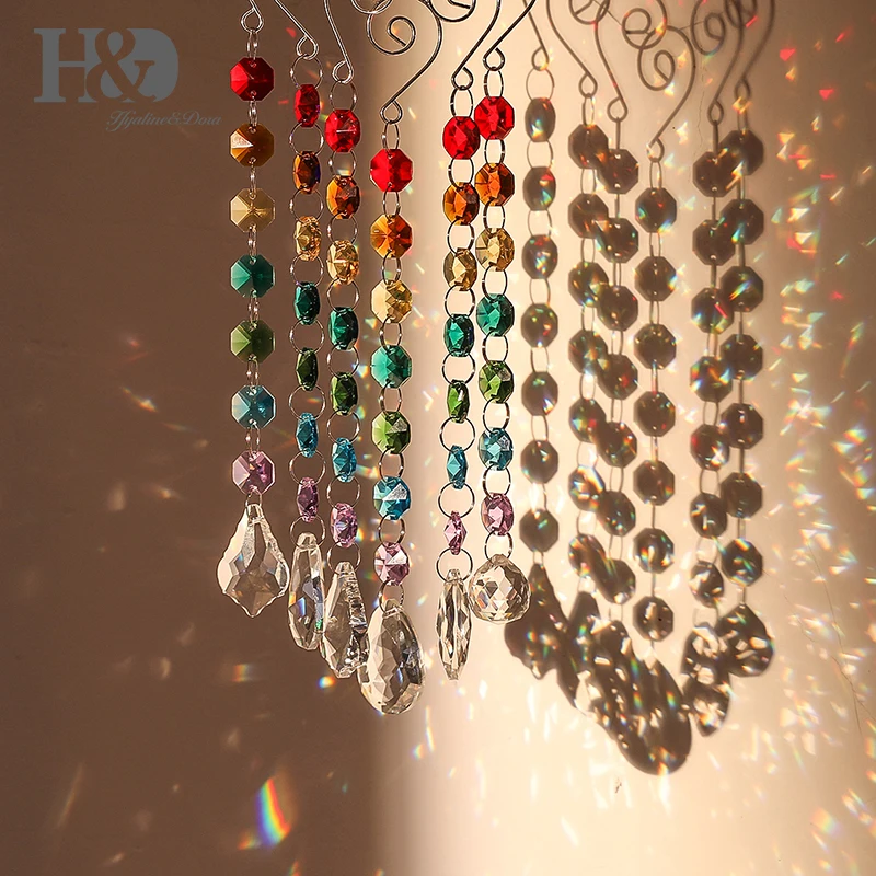 H& D хрустальные люстры призмы радуги производитель чакра Защита от солнца Ловцы с пятизвездочными бусинами набор из 6 шт домашнего окна Свадебные украшения