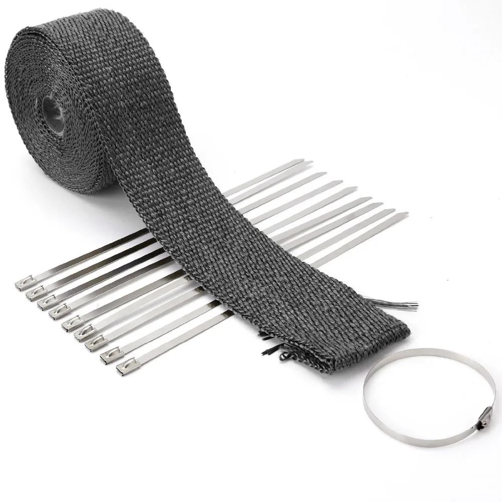 

5M/10 M Ribbon Bandages Bend Thermal Dismantle Exhaust Manifolds + 10 Black Moto Bindings Electric Bicycle Accessories