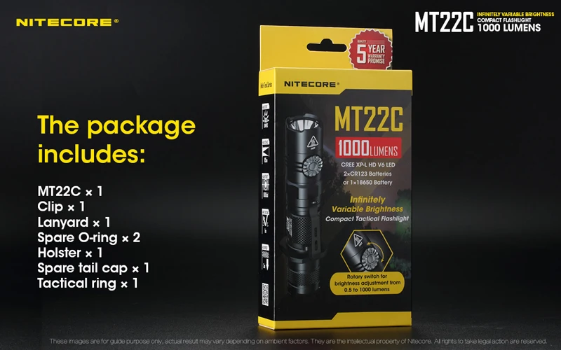 NITECORE MT22C + 18650 аккумуляторная батарея поворотный переключатель 1000 LMs фонарик поиск спасательный портативный литой фонарь Бесплатная