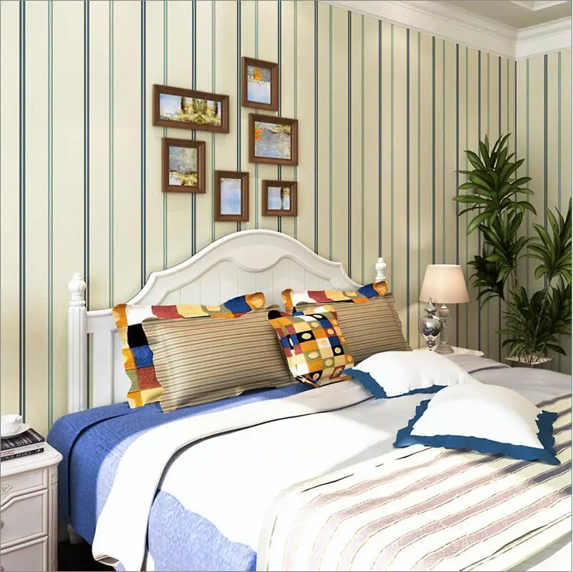 

Europe Type Style Vertical Stripes Environmental Non-woven TV Setting Wall Paper 0.53m*10m=5.3m2