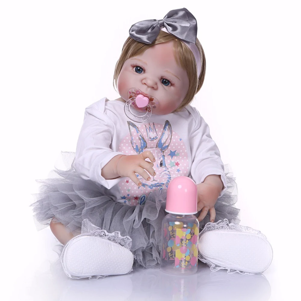 

57 cm Realistic Reborn Baby Dolls Girl Full Silicone Vinyl Doll Toys 23'' princess toddler babies Playmate Reborn Boneca gift