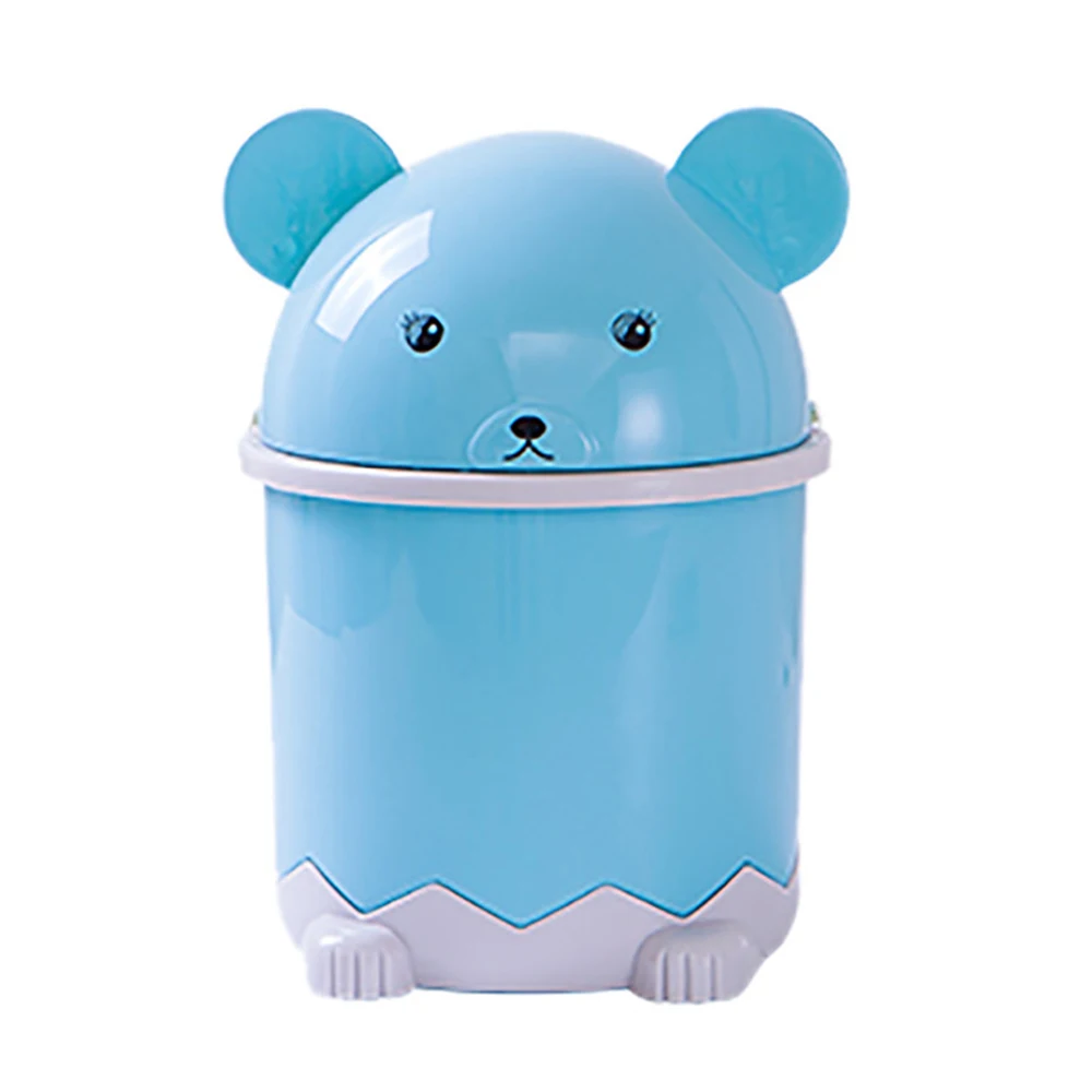 Cute Creative Desktop Plastic Trash Bin Home Living Room Office Coffee Table with Lid Small Paper Basket Mini Flip Trash Can