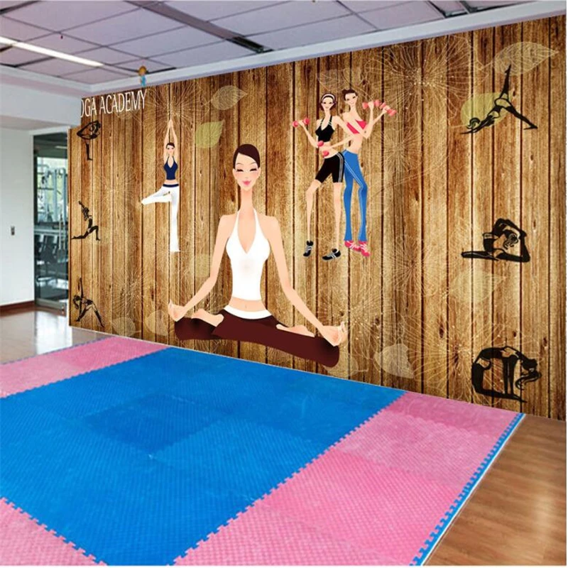 

wellyu papel de parede Custom wallpaper 3d murals Woodgrain fitness yoga background wall papier peint 3d wall paper behang